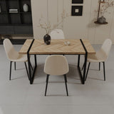 59" MDF light wood table and modern chair set of 4 pieces, medieval wooden kitchen 63846610