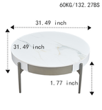 Modern Round White & reall wood color Coffee Table Drawers and metal legs,Drum Coffee Table W1911P269601
