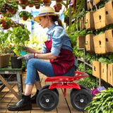 360&deg Garden Rolling Workseat with Swivel Seat and Adjustable Height-Red 53694897