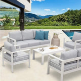 ZUN Small Comfy Couch White Aluminum Single Sofa Outdoor Couch Patio Furniture Set Of 2 Pieces W1828140121
