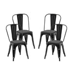 ZUN 2pc Modern High Gloss Black Metal Dining Room Kitchen Bar Chairs Contemporary Aesthetic 18-inch Seat B011P238550