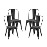 ZUN 2pc Modern High Gloss Black Metal Dining Room Kitchen Bar Chairs Contemporary Aesthetic 18-inch Seat B011P238550