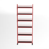 Red 6-Tier Rolling Cart Gap Kitchen Slim Slide Out Storage Tower Rack with Wheels,6 64616735