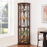 Lighted Corner Curio Cabinet - Display Case for Living Room, Antique Collectibles, Wine & Bar Glass W1758P294620