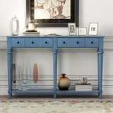 TREXM Retro Console Table with 4 Drawers and Open Shelf, perfect for Entryways, Living Rooms, and N715P202860M