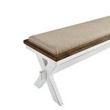 Modern Style White and Oak Finish 1pc Bench Fabric Upholstered Seat Charming Traditional Dining B011102649
