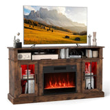 58" TV Stand with RGB Fireplace Rustic Brown- Smart App Remote Control, 4777 BTU Heater 89848324