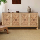 Carved Flower Door Large Storage Cabinet With Metal Handle Suitable For Living Room, Kitchen, W1445P164167