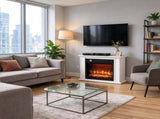 26" 1400W Electric Fireplace TV Stand with Mantel, Freestanding Console with Adjustable Flame, Timer 46851484
