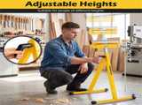 2-Pack Heavy Duty Metal Folding Roller Stand with Edge Guides Portable Woodworking Support - Yellow 48507595