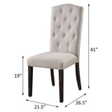 Beige and Weathered Espresso Tufted Back Side Chairs B062P182700