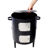 17 Inch Steel Charcoal Smoker, Heavy Duty Round BBQ Grill for Outdoor Cooking, Black 28070527