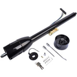 ZUN Black 32" Floor Shift Tilt Manual Steering Column w/ Key & 9 Hole Wheel Adpater 01425501