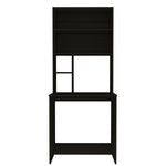 ZUN Compu Hutch Desk, Four Shelves, Writing Desk, One Lower Shelf -Black B20091904