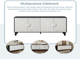 Vintage White Large Faceted Carved And Spliced Doors Combined With Black Frames For TV Stand W1445P164173