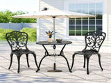 3 PCS Outdoor Bistro Set, All-Weather Cast Aluminum Butterfly Bistro Table and Chairs Set of 2, 37225764