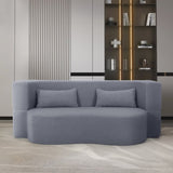 2-in-1 Convertible Sofa Bed, Full Size Folding Loveseat Couch with Soft Teddy Fabric, No Assembly W3163P322890