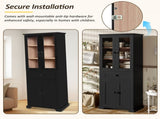 67.2" Tall Bathroom Storage Cabinet with Tempered Glass Doors, Adjustable Shelves & Drawer Modern 56623098
