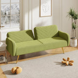 ZUN 70.47" Green Fabric Double Sofa with Split Backrest and Two Throw Pillows,Suitable for living room, W1658120161