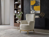 Zoe Modern style Chair made with wood and Gold accents in Cream G150109329