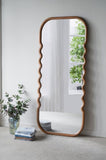 31.4x1.4x74" Oversized Wooden Floor Mirror with Unique Brown Frame W2078P201297