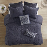 ZUN 3 Piece Elastic Embroidered Cotton Duvet Cover Set B03596522