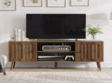 55-inch wooden TV cabinet with 2 vertical groove doors, adjustable shelves, living room W1706P465297