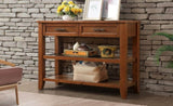 Console Sofa Table with 2 Storage Drawers and 2 Tiers Shelves, Mid-Century Style 42'' Solid Wood W120284579