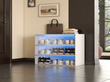 White Glass Door Shoe Box Shoe Storage Cabinet With RGB Led Light W331P214186