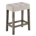 ZUN Lux Brown 3 Piece Counter Height 36" Pub Table Set with Tufted Creamy White Linen Stools B06178657