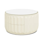 ZUN Facino 35.5" Round Storage Coffee Table, White Lacquer Birchwood B2719P238494