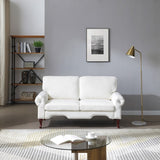 66-Inch Modern Linen Loveseat Sofa with Wooden Legs & Crystal button and Copper Nail, Tufted W1117P268786