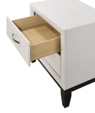 Contemporary 2-Drawer Nightstand End Table White Finish Two Storage Drawers Metal Handles Bedroom B011P159822
