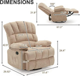 ZUN 360&deg; Rocking Swivel Rocker Recliner Chair, Oversized Recliner Chairs,Overstuffed Manual Nusery T2694P181965