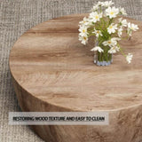 29.53" Medieval MDF coffee table and 2 PU dining chair set, drum integrated dining table and black 39047326