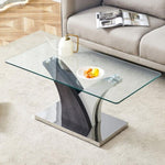 ZUN Rectangular Coffee Table.Tempered glass countertop, and artistic MDF legs,perfect for hosting W1151P216454