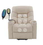 ZUN ACME Nairi Power Recliner w/Lift, Heating & Massage, Light Gray Leather Aire LV02995