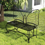 ZUN Butterfly Cast Metal Garden Bench, Outdoor Bench Patio Seat, Park Bench Outdoor Seating for Garden, W2167P190136