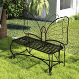 ZUN Butterfly Cast Metal Garden Bench, Outdoor Bench Patio Seat, Park Bench Outdoor Seating for Garden, W2167P190136