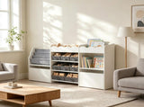 8 Fabric Bins Toy Storage Organizer, Bookshelf with 2 Rolling Drawers & Open Shelves for 93087249