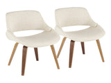 Mid-Century Modern Dining/Accent Chair in Walnut and Cream Noise Fabric - Set of 2 B202P223853