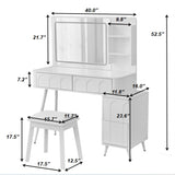 Modern Makeup Vanity Desk with LED Lights & Mirror, 4 Drawer Dressing Table Set with Stool, 3 Colors N844P257529A