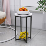 Modern Side Table with Faux Marble MDF Top For Any Small Space 91070094