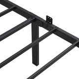 Full Size metal bedframe,Headboard with wood panel decoration,black 27810014