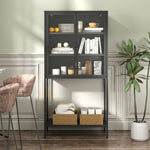 ZUN 59"H Heavy Duty Metal Storage Cabinet,Sideboards & Buffet,Display Storage Cabinet with Glass Doors W2735P186329