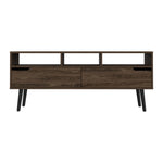 ZUN Tv Stand for TV´s up 52", Three Open Shelves, Two Flexible Drawers, Dark Walnut B097133050