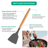 11Pcs Silicone Cooking Utensil Set Heat Resist Wooden Handle Silicone Spatula Ladle Spaghetti Server 44027045