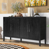 ZUN U-STYLE Storage Cabinet Sideboard Wooden Cabinet with 4 Metal handles ,4 Shelves and 4 Doors for WF309061AAB