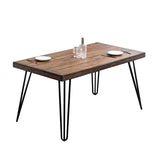 ZUN Aryven Industrial Metal Hairpin Design Dining Table, Rustic Dark Pine T2574P165175