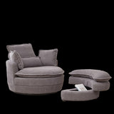 38"W Oversized Swivel Chair with moon storage ottoman for Living Room, Modern Accent Round Loveseat W834P150053